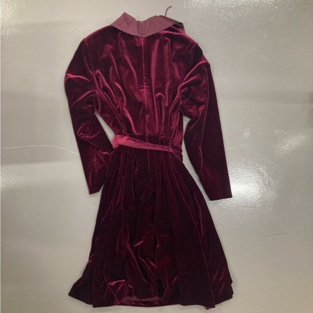 Adrianna Pepell Long Sleeve Velvet Tuxedo Faux Wrap Dress size 18W in Maroon - Picture 4 of 13